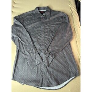 Rock & Roll Denim Men's Modern Gray Button  Up Black Pearl Snap Shirt  Large